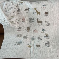 Dakota Organic Quilt and sheet set with linen crib skirt 