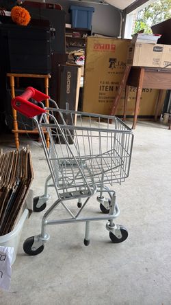 Mini Metal Shopping Cart with Red Handle