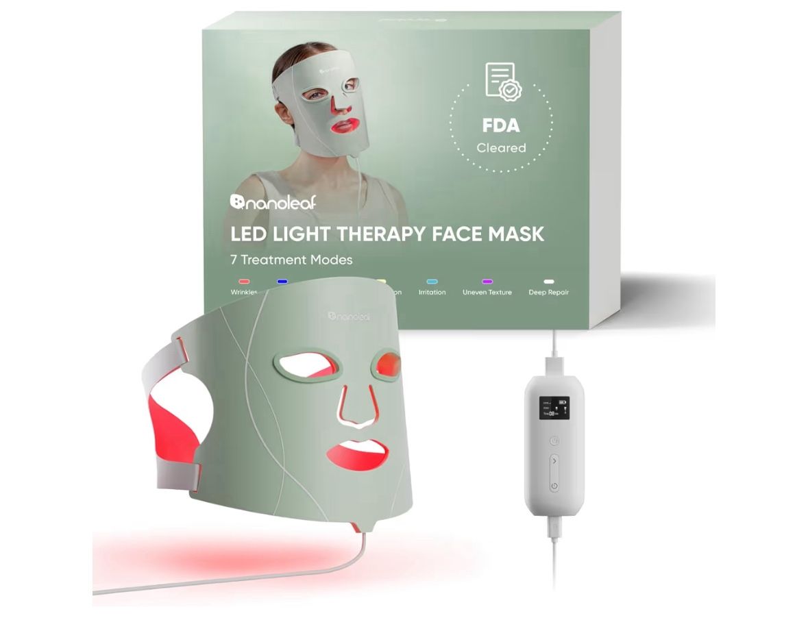 Nanoleaf FDA-Cleared LED Face Mask with 7 Light Therapy Modes - Professional Red, Blue & NIR Light Treatment Device for Wrinkles, Acne & Skin Rejuvena