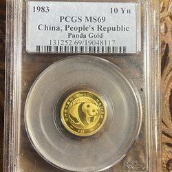 PCGS 1983 GOLD PANDA 1/10 Oz. PCGS MS69 10-Y MS-69 CHINA 10Y