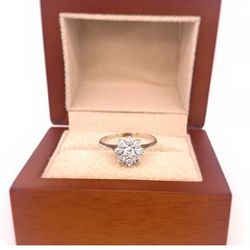 Round Brilliant Diamond Floral Halo Engagement Ring 14kt White Gold