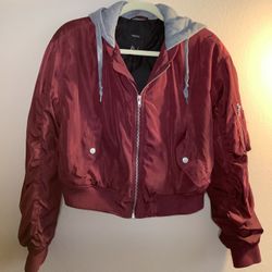Forever 21 Burgundy Bomber Jacket