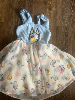 Vestido De Bluey Original Niña Talla 4T Celeste / Bluey Dress