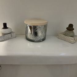 New Sand And Fog Candle Winter Pine Scene In Mirrored Glass Container 