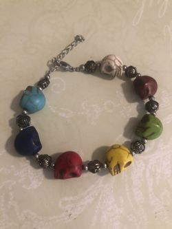Real stone skull bracelet