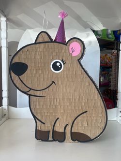 Capybara Piñata with Party Hat