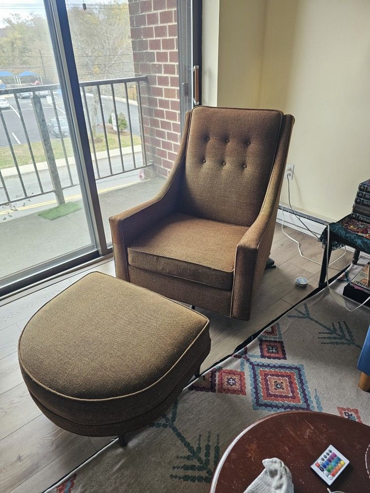 Mid Century Chair And Ottoman 