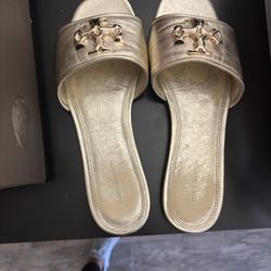 Tory Burch Gold Leather Slides – Women’s 6.5 