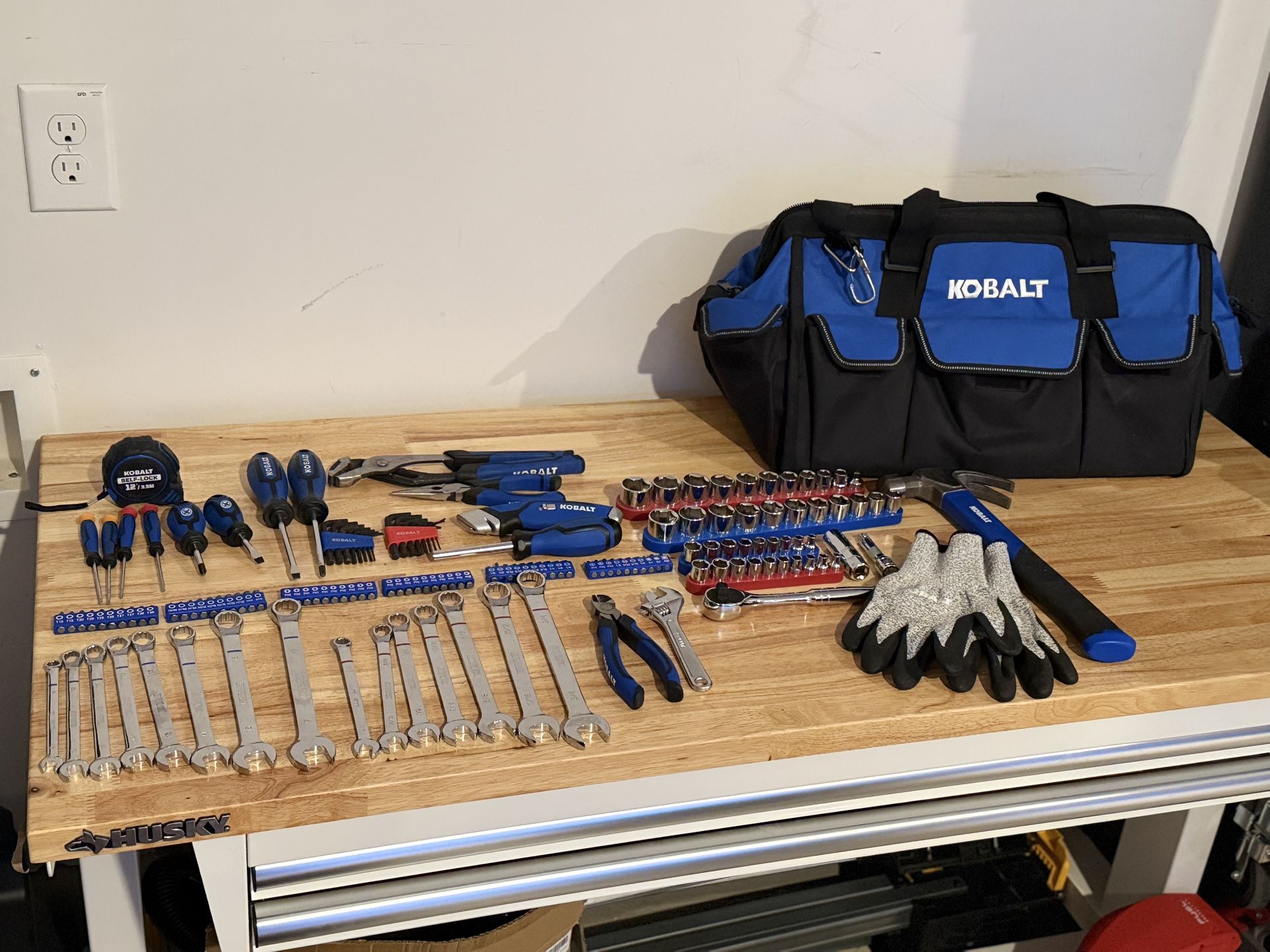 Complete Kobalt Household Tool Set w/ Bag & Gloves – Like New!