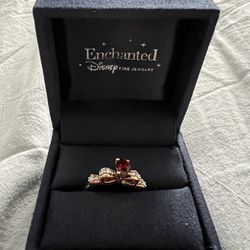 Disney Enchanted Diamond And Garnet Ring 