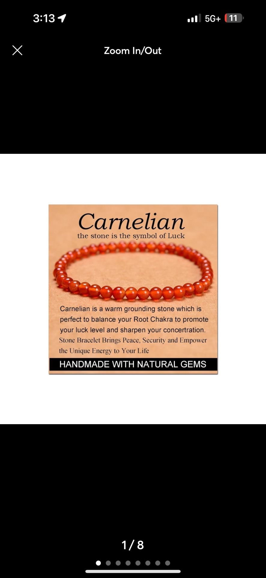 Massive Beads Carnelian - Stone of Luck - Handmade Yoga Stretch Elastic Bracelet