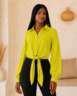 Get Snatched Women’s Lime Green Tie-Front Blouse