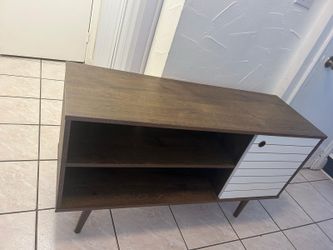 Dark Brown & White Mid-Century Modern TV Stand / Media Console