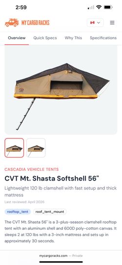 CVT- Mt. Shasta Softshell truck tent
