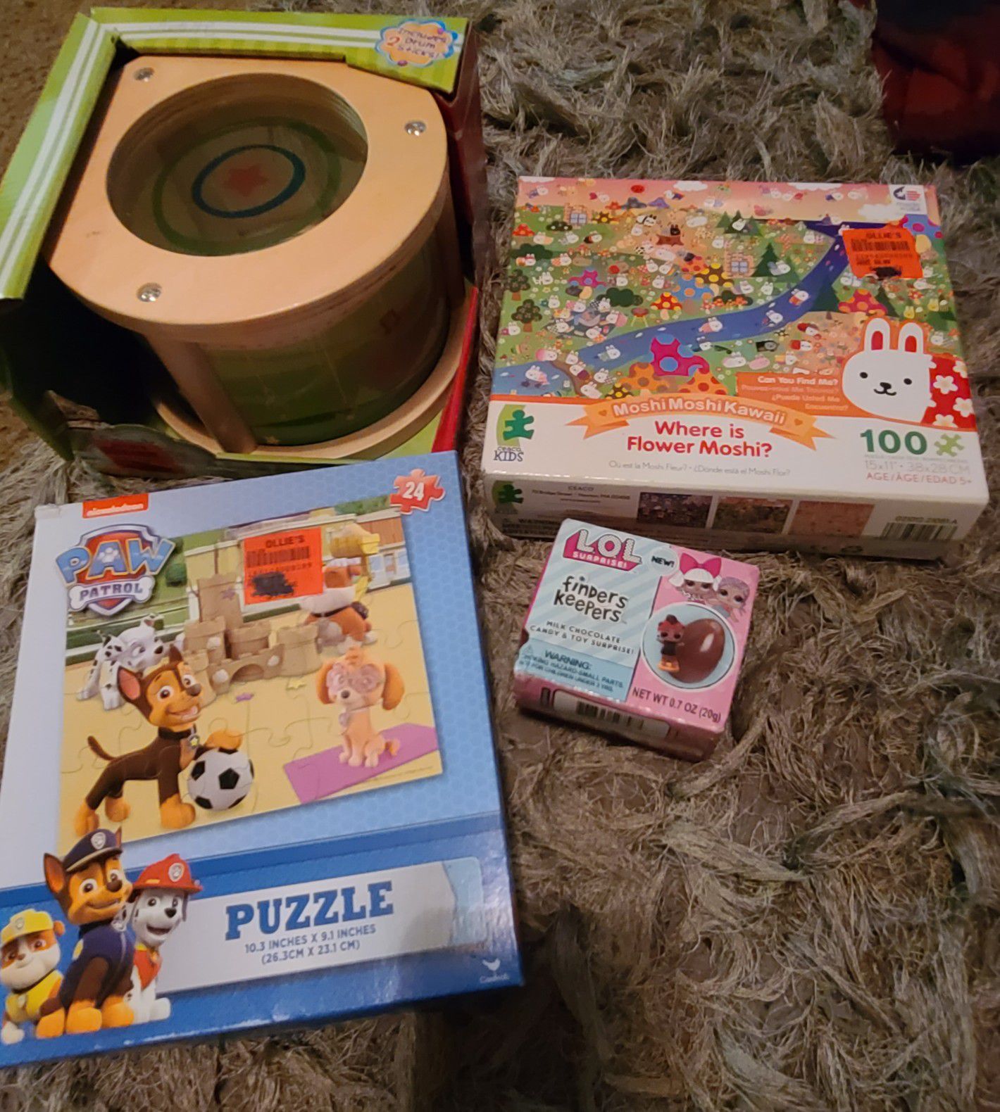 Kids puzzles, wooden drum, & LOL surprise