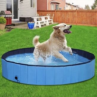 New In Box 60x11 Inch Tall Outdoor Patio Dog Pet Kids Swimming Pool Bathing Tub Collapsible