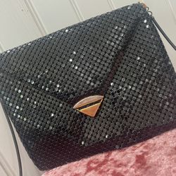 Black Sequin Envelope Clutch