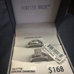 1/6 CTTW genuine Diamond, Sterling Silver Bridal Set