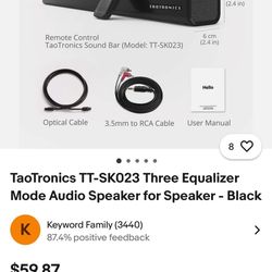 TaoTronics TT-SK023 Three Equalizer Mode Audio Speaker for Speaker - Black