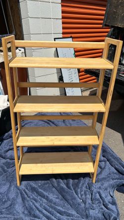 Small Foldable bookshelf bookcase storage Solid wood natural L28”*D11”*H51”(address in description)  👇delivery 🚚 available within 15 miles for extra