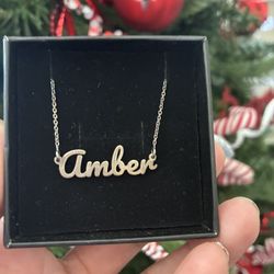 AMBER NAME NECKLACE Sterling Silver   MERRY CHRISTMAS 🎄 