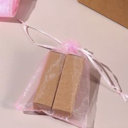 12pcs Pink Transparent Drawstring Gift Wrapping Gauze Bag, Polyester Gift Packaging Bag For Party,one-size