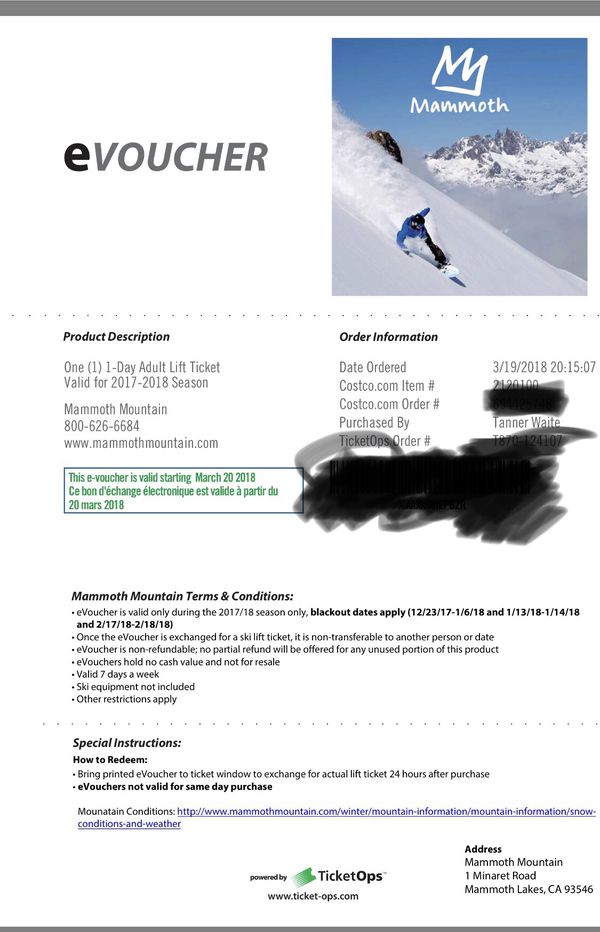 Mammoth Lift Tickets From Costco Pack For In Oceanside Ca Offerup