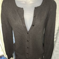 Jaclyn Smith~ 100% Cashmere Women’s Black Button-Up Cardigan Sweater - Small