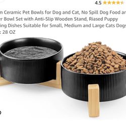 New In Box  Doggie Water And Food Cermic Bowl Set