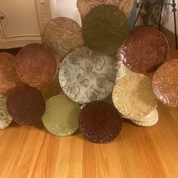 Textured Multicolored Plate Wall Art Decor 