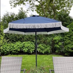 New 7.5’ Tassel Umbrella with Fringe Outdoor Patio Pool Side Tilt 