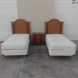 Pair Of Twin Beds With Matching Nightstands