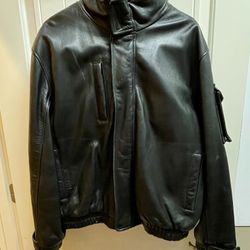 Men’s Large Wilson Heavy Leather Jacket With Removable Liner - Nice!