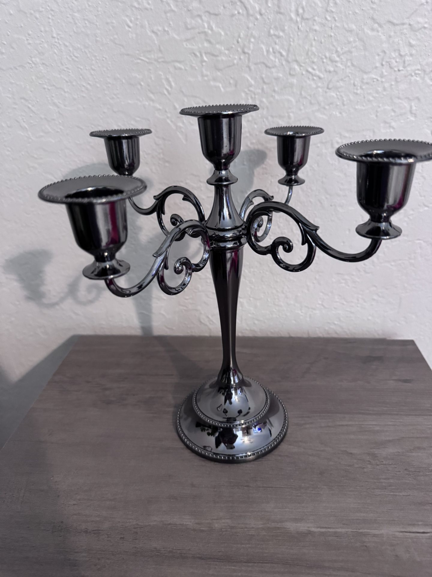 Metal Candelabra 5-Candle 10.1 Inch Tall Candle Holder Stick for Home Wedding Event and Party Festiv