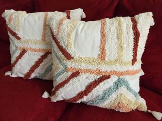 Boho Tufted Throw Pillows Set of 2