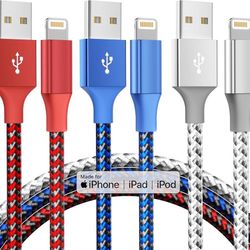 new iPhone Charger Cord 3Pack 10FT Apple MFi Certified Nylon Braided Fast Charging Lightning Cable Compatible with iPhone 14/13/12/11 Pro/11/XS MAX/XR