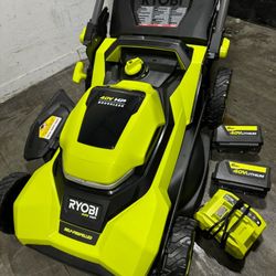 Riobi 40V HP Brushless 21 in. Cordless Battery Walk Behind Self-Propelled Lawn Mower with (2) 6.0 Ah Batteries and Charger
