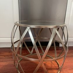 Metal Mirrored End Table 