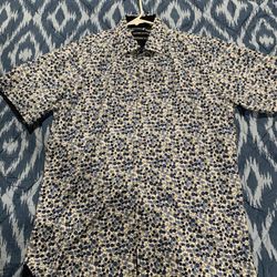 Silver stone Blue Floral Button Up