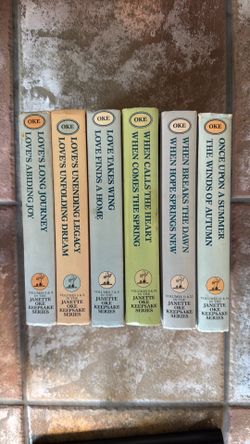 This is a stack of 2-in-1 keepsake series hardcovers by Janette Oke.