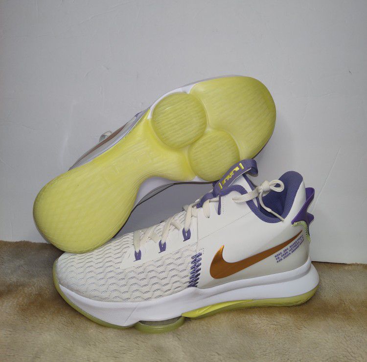Nike Lebron Witness 5 Shoes Lakers White Purple Gold CQ9380 102 SIZE 13 Air  Zoom