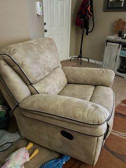Beige Microfiber Recliner Chair