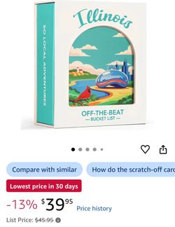 Illinois Adventure Bucket List Cards, 50 Scratch-Off Cards by State