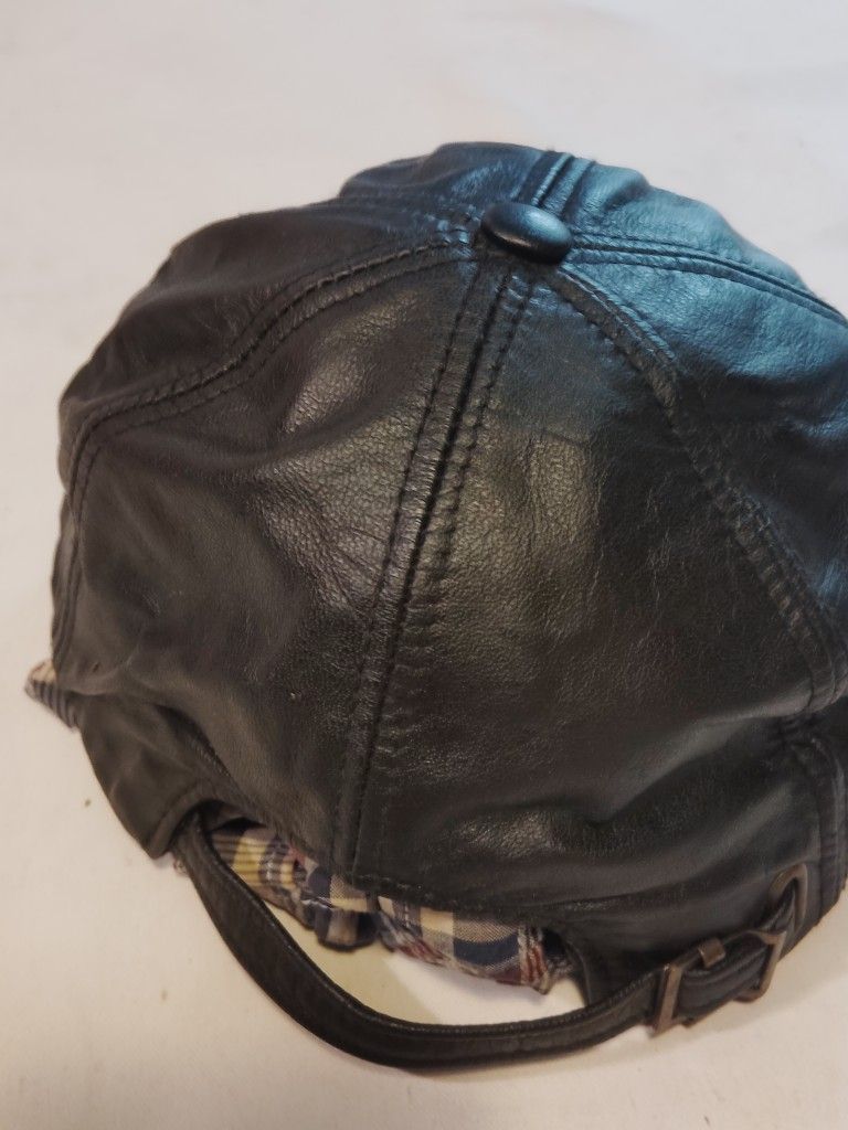 Black Leather Cap Unisex