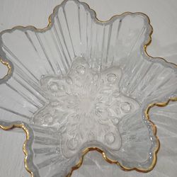 Crystal And Gold Rimmed Snowflake Candy Dish 