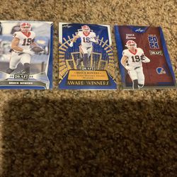 3 Different Leaf Brock Bowers Rookie Football Cards -all Blue Parallels Las Vegas Raiders Record Breaking Tight End 