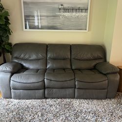 Gray Power Reclining Sofa & Loveseat Set w/ USB Charging & Cup Holders