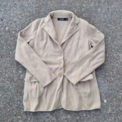 Lauren Ralph Lauren Women's  Beige Blazer Jacket Cotton-blend