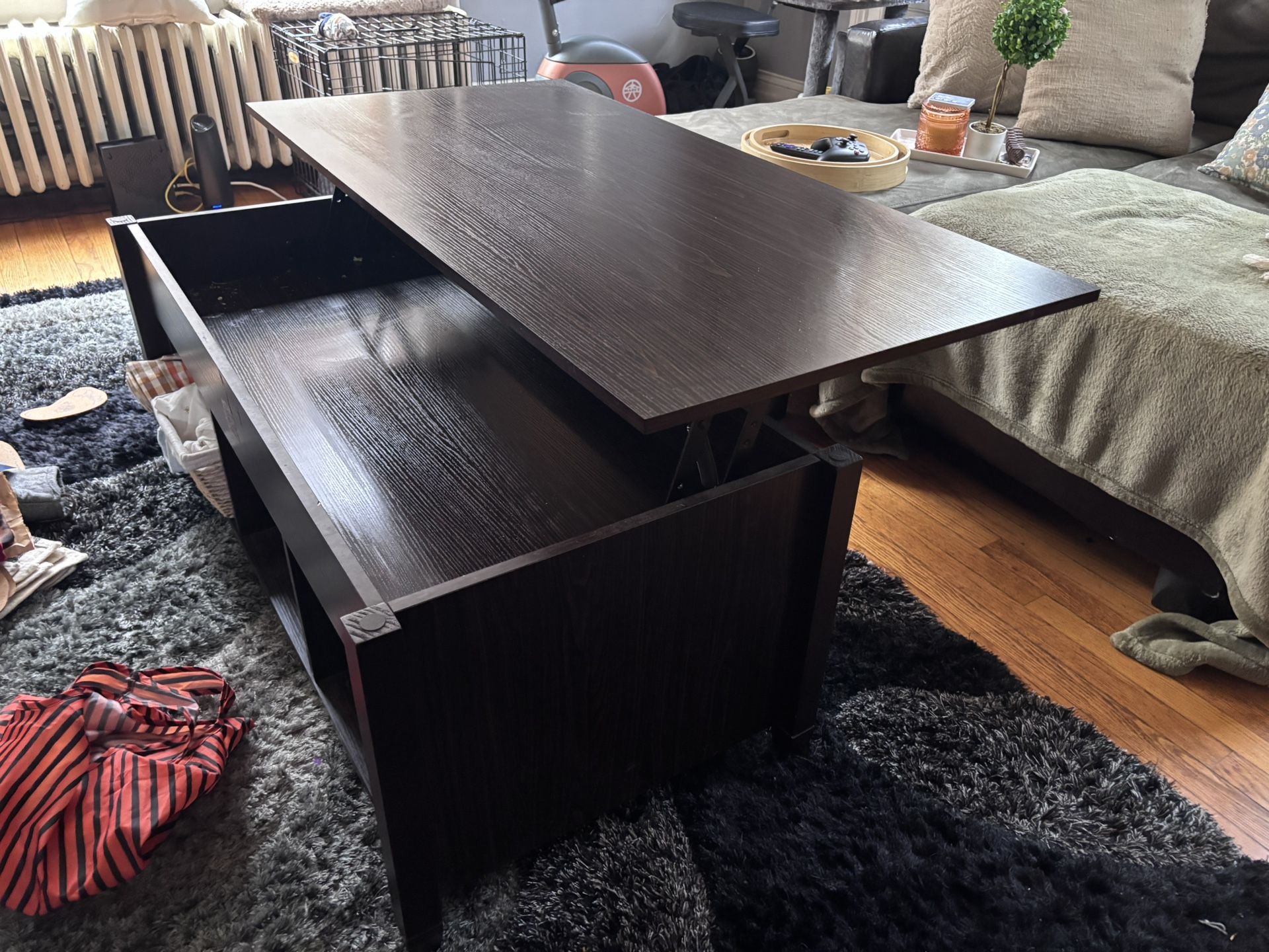Table With Compartment Inside And On Bottom