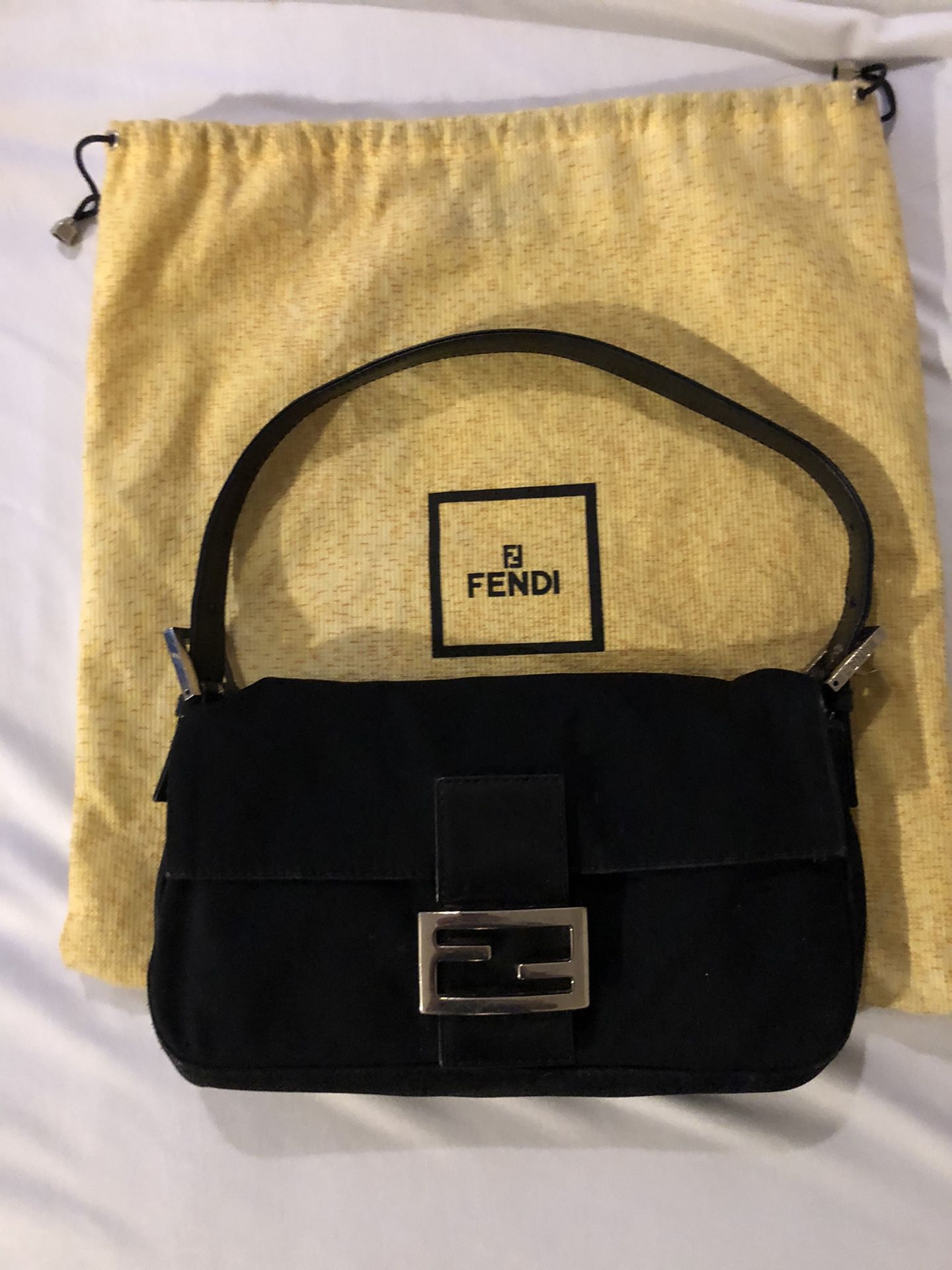 Fendi Black Nylon Fabric Mamma Baguette ITALY bag